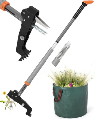Productafbeelding van Onkruidsteker met telescopische steel (91 cm-117 cm) en 50L tuinzak