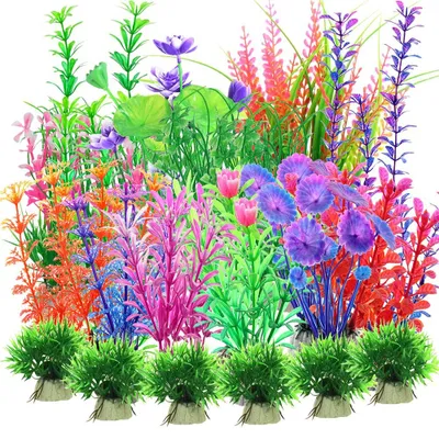 Image de Plantes d'aquarium, lot de 30, plantes artificielles en plastique pour aquarium