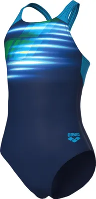 Produktbild von Girl's Arena Fading Swimsuit V Navy-Dark Lavanda Navy-Dark Lavanda 164