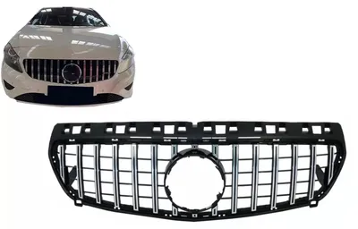 Immagine prodotto di Griglia radiatore per Mercedes A W176, modello dal 2012 al 08.2015, A45, stile Panamericana, colore nero con dettagli cromati.