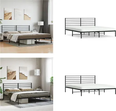 Produktbild von vidaXL Bettgestell mit Kopfteil Metall Schwarz 193x203 cm - Bettgestell - Bettgestelle - Bettrahmen - Bett