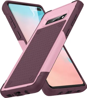 Produktbild von Für Samsung Galaxy S10 Hülle Militärqualität Stoßfest Hybrid 2 in 1 Hart PC Weich TPU Handyhülle Pink Rot