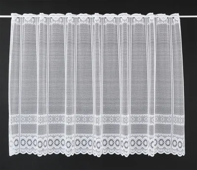 Produktbild von Gardinen Kranzusch Scheibengardine Jacquard gebogt Abschluss 90x312,5 cm H/B weiß Bistrogardine Vorhang Küche 1er Pack
