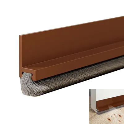 Produktbild von Selbstklebende Türdichtung als Bürste (100×5 cm, Braun) – Zugluftstopper mit Schall- & Kälteschutz, Staub- & Insektenschutz