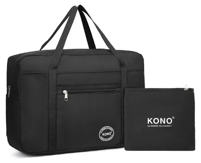Produktbild von Faltbare Reisetasche - Handgepäck für Flugreisen - Canvas - Leicht - Kompakt - Strapazierfähig - Schwarz
