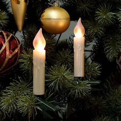 Produktbild von Lichterkette Weihnachtsbaum LED Filament mit Flammeneffekt innen 20 teilig,  Germany, Riffelkerzen, mit Wachstropfen, perlelfenbein 815108