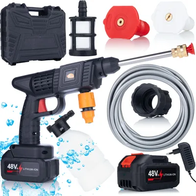 Immagine prodotto di Rosfix Set Black Whale BW21V – Idropulitrice a Batteria 30 bar, 1000 W, 5 l/min, 2 Batterie, Alloggiamento Ros Shock, Accessori, Portatile