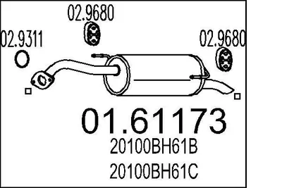 Produktbild von MTS 01.61173 Endschalldämpfer für NISSAN Note (E11, NE11) Auspuff