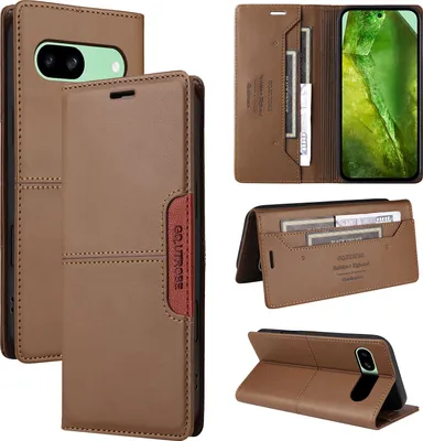 Produktbild von Handyhülle für Google Pixel 8A Hülle, Leder Flip Wallet Kartenfach Stand Schutzhülle Braun