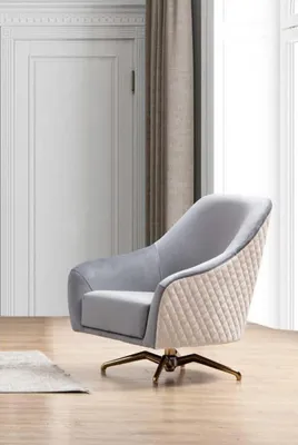 Produktbild von Design Sessel Polster Textil Modern Wohnzimmer Luxus Holz Möbel Drehstuhl Neu