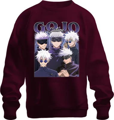 Zdjęcie produktu dla Gojo Satoru Jujutsu Kaisen Blindfold White Hair Anime Gift Uni  Bluza rozpinana, bordowy, XL