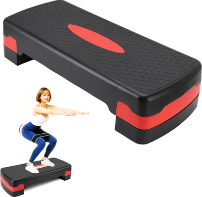 Produktbild von Übung Schritt Plattform ABS einstellbare Höhe Übung Stepper für Aerobic Workout schwarz rot