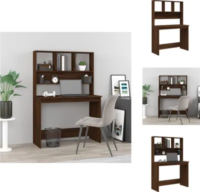 Produktbild von vidaXL Schreibtisch mit Regal Braun Eiche 102x45x148 cm Holzwerkstoff -  Schreibtische