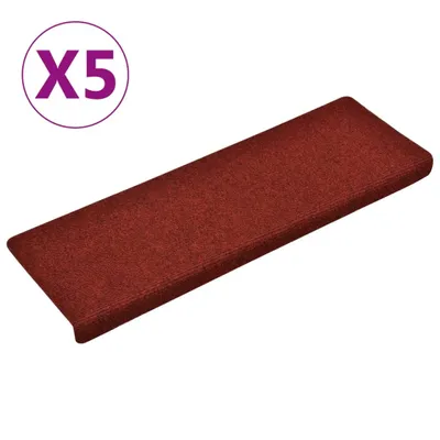 Obrázek produktu pro Schodové rohože samolepicí 5 ks 65 x 21 x 4 cm bordó červená s obdélníkovým okrajem