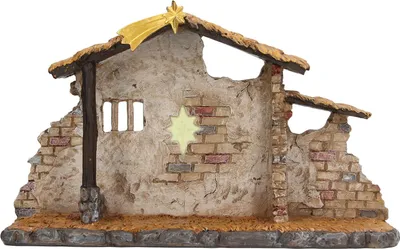 Image de Crèche de Noël en résine, Scène d'étable détaillée, Décoration de fête ou cadeau