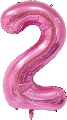 Image de Ballon en plastique Chiffre 2, environ 80 cm, rose, pour gonflage