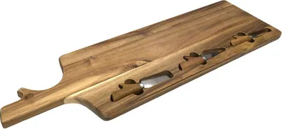 Produktbild von HowHomely | Snackbrett - Käsebrett - 20 x 65 cm - Akazienholz - Schneidebrett - mit 3 Messern