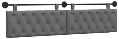 Image de Tête de lit suspendue vidaXL en tissu gris foncé