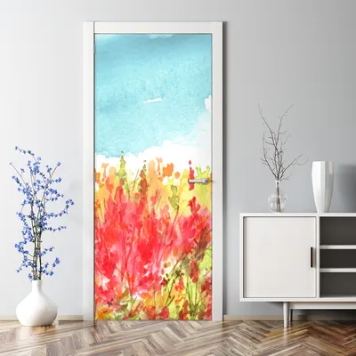 Produktbild von Dekorative Türposter Klebefolie selbstklebend Wandaufkleber Blühende Wiese 85 x 200 cm
