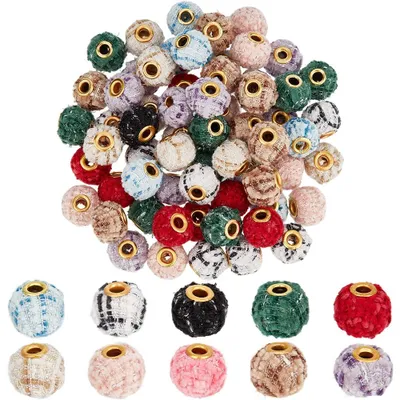 100 Pompon-Perlen, 10 Farben, Polyester, weich, 4–5 mm Loch, DIY