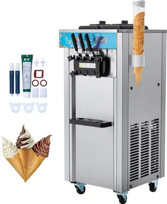 Produktbild von Kommerzielle Softeismaschine - Leistung 21-31 l/h - Freistehend - 3 Geschmacksrichtungen - 2x 5,5 L Edelstahlzylinder - LED-Panel - Automatische Vorkühlung - Ideal für Restaurantbars.