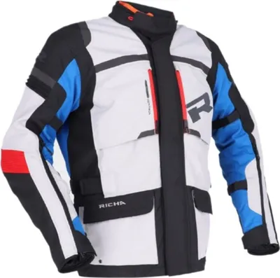 Produktbild von Richa Brutus Gore-Tex wasserdichte Motorrad Textiljacke, hellgrau/blau, M