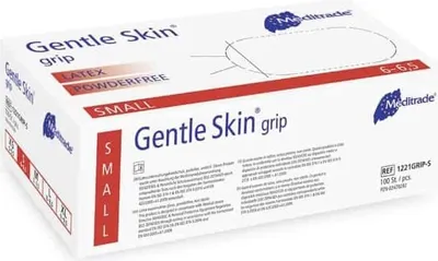 Produktbild von Meditrade Gentle Skin® Grip Latex Untersuchungshandschuh - S | Packung (100 Stück)