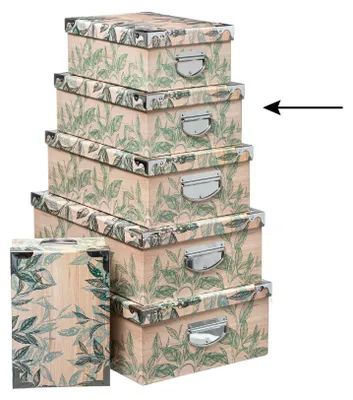 Produktbild von 5Five Aufbewahrungsbox/Box - Green Leafs - 36 x 24 x 12 cm - Pappe