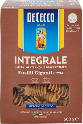 Produktbild von 10x Pasta De Cecco Fusilli giganti integrali n. 234 Vollkor italienisch Nudeln 500 g + Italian Gourmet polpa 400g
