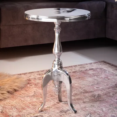 Produktbild von riess-ambiente Eleganter Beistelltisch SAVOY 55cm silber poliert Dreibein mit runder Platte Couchtisch Tisch