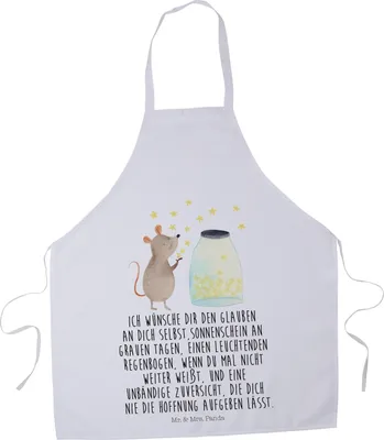 Produktbild von Mr. & Mrs. Panda Schürze Maus Sterne - Weiß - Geschenk, Küchenschürze, Gastro-Schürze, Lustige Sprüche, Geburt, Hoffnung, Taufgeschenk, Geburtstag, Grillschürze