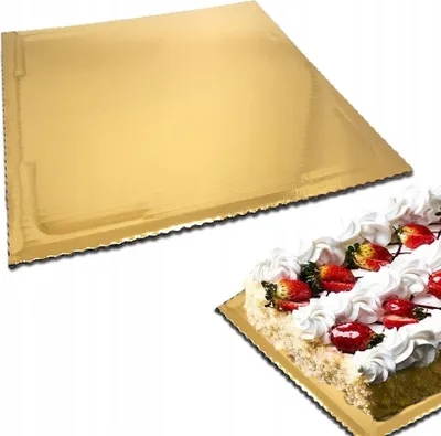 Zdjęcie produktu dla Podkładka Pod Tort Kwadratowy Gruby Złoty 25X25Cm Podkład Pod Ciasto
