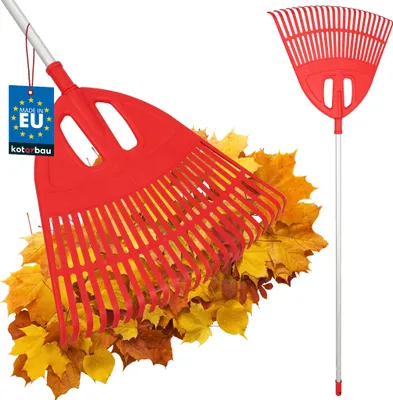 Zdjęcie produktu dla KOTARBAU® Grabie Wachlarzowe 51,5 CM Grabie do Liści Trawy Siana Extra-Click Plastikowe Trzon Aluminiowy 1,3 M