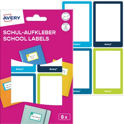 Produktbild von Avery Zweckform Schuletiketten Rahmen farblich sortiert 8 Etiketten