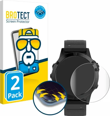 Produktbild von 2x BROTECT Fullscreen Schutzfolie für Garmin fenix 5 (47 mm) / 5 Plus (47 mm) Displayschutz Folie Fullcover Klar Transparent