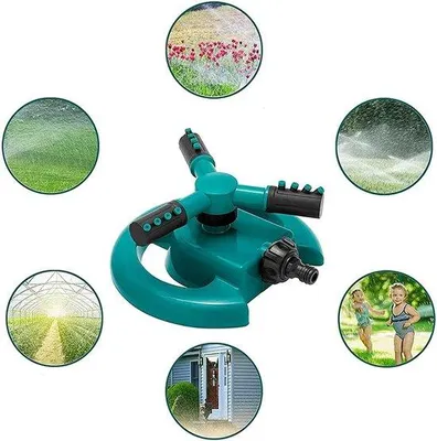 Productafbeelding van 360-graden roterende sproeier voor tuin, gazon en buitenruimte – Automatisch irrigatiesysteem – Waterbesparende sproeikop – Multifunctioneel – Eenvoudig te installeren – Voor efficiënte irrigatie