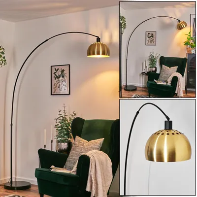Produktbild von Gavirate Stehlampe aus Metall m. Marmorfuß in Schwarz/Messing gebürstet/Gold