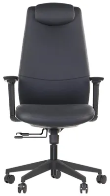 Immagine prodotto di Sedia girevole ergonomica da ufficio SELLA, base in nylon, braccioli e poggiatesta regolabili, estensione del sedile, rivestito in ecopelle, nero