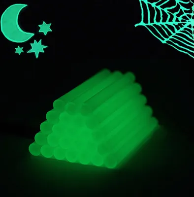 Produktbild von Heißkleber leuchtend 11mm fluoreszierend 25 Stück Klebesticks transparent, leuchten im dunkeln
