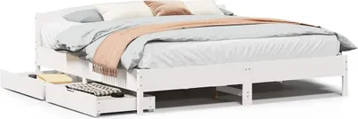 Produktbild von vidaXL Massivholzbett ohne Matratze Weiß 180x200 cm Kiefernholz