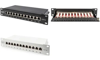 Image de DIGITUS DN-91612S-EA-G Panneau de brassage DIGITUS 10" cat. 6A, blindé, 12 ports, gris