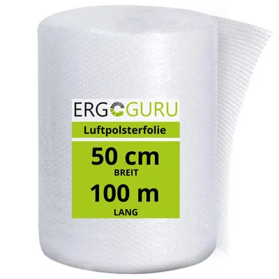 Produktbild von Luftpolsterfolie 100m Rolle Blasenfolie Noppenfolie Verpackungsfolie 50cm für Umzüge, um Gegenstände zu schützen transparent