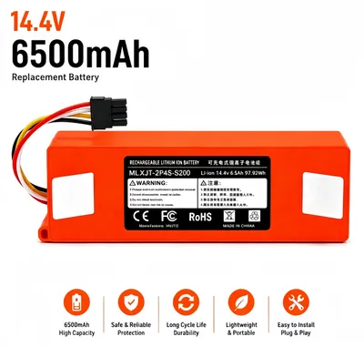 Produktbild von 6500 mAh 14,4 V Li-Ion Ersatzakku für Xiaomi Roborock S50 S51 S55 Saugroboter