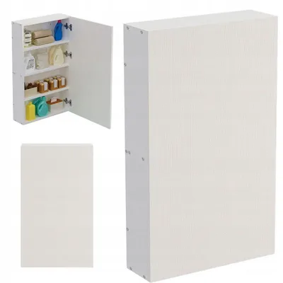 Produktbild von Weißer Hängeschrank für das Badezimmer mit Regalböden, Wandmodell im Loft-Stil, modern, 80 cm