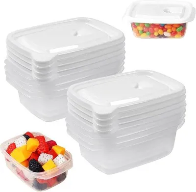 Produktbild von Famanu Set von 8 Kunststoff Lebensmittelbehältern 400 ml - BPA-frei, stapelbar, mit Deckel