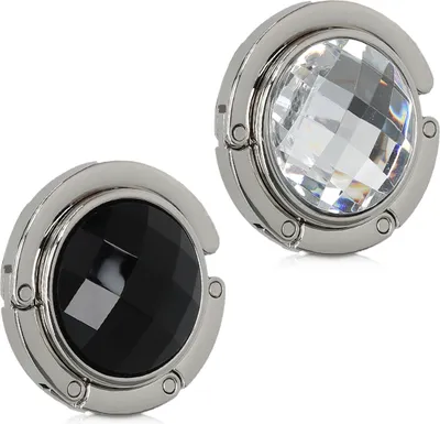 Produktbild von kwmobile 2x Tisch Handtaschenhalter Haken - Faltbare Antirutsch Taschenhaken Halterung Handtaschen Diamant Schwarz Weiß Silber