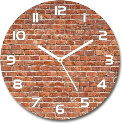 Produktbild von Wanduhr aus Glas 30fi Glasbild Glasuhr Gehärtetes Glas - weisse-zeiger - Brick wall