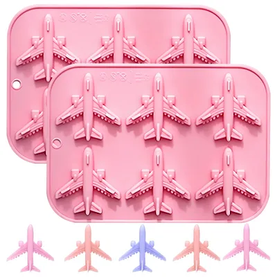 Produktbild von Silikonform Flugzeug - Set für Eiswürfel - 2 Stück - Rosa - 17 x 12 cm