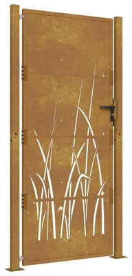 Productafbeelding van vidaXL Tuinpoort 100x175 cm, Cortenstalen uitvoering, grasdesign