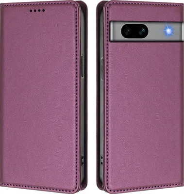 Obrázek produktu pro Kožené pouzdro pro Google Pixel 7A, magnetické flipové pouzdro zPolyuretankůže se stojánkem Fialová